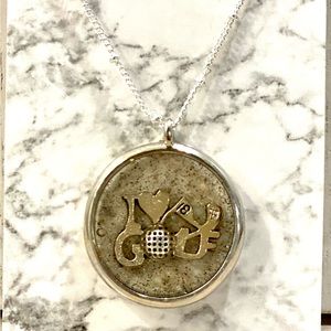 129. Golf themed necklace with beach sand